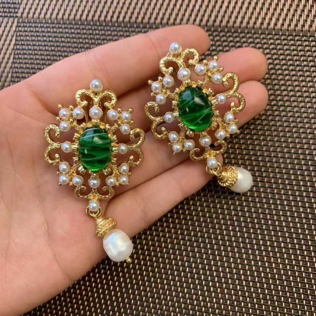 Pearl & Emerald Earrings